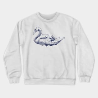 Blue swan vintage drawing Crewneck Sweatshirt